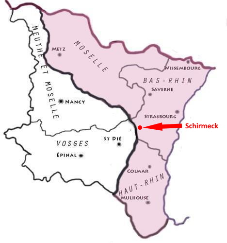 La carte régionale Alsace-Moselle
