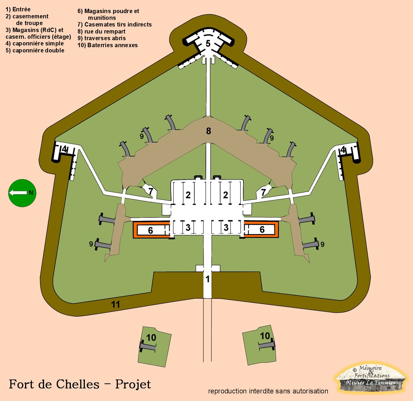 Le projet de fort de Chelles qui ne sera pas construit.
