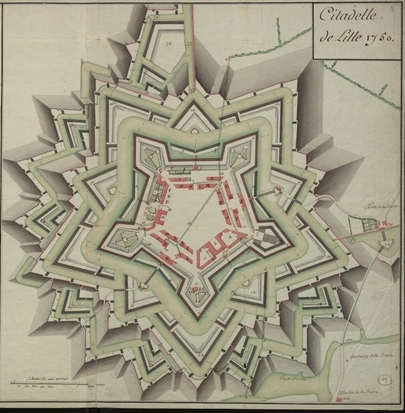 La citadelle en 1750.
Collection Bibliothèque municipale de Lille